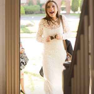 Rare Ivory Lace, illusion sleeve dress